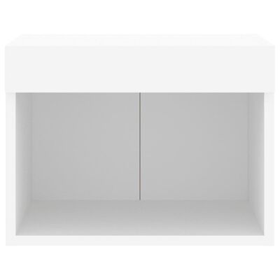 vidaXL Mesas de cabeceira de parede com luzes LED 2 pcs branco