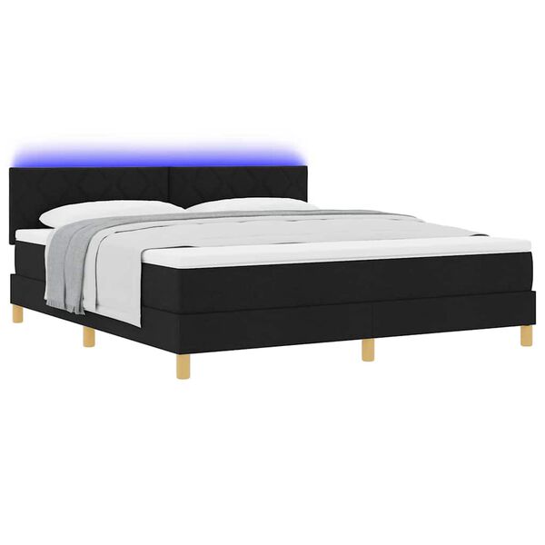 vidaXL Cama Box Spring LED com colch&atilde;o Preto 180 x 200 cm tecido