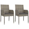 vidaXL Cadeiras de jardim c/ almofad&otilde;es 2 pcs vime PE cinzento