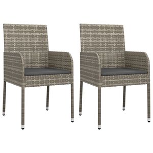 vidaXL Cadeiras de jardim c/ almofad&otilde;es 2 pcs vime PE cinzento