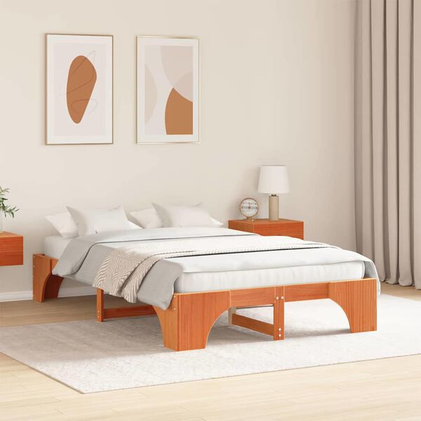 vidaXL Estrutura da Cama Marrom Cera 120 x 190 cm
