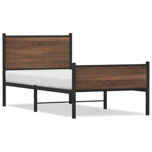 vidaXL Estrutura de cama sem colch&atilde;o 90x200 cm metal carvalho castanho
