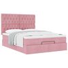 vidaXL Estrutura de cama otomana com colch&otilde;es 140x190 cm veludo rosa