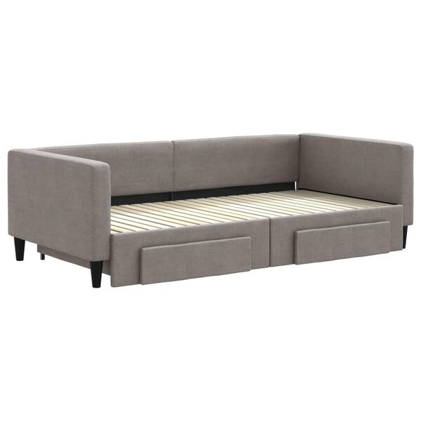 vidaXL Sof&aacute;-cama c/ gavet&atilde;o/gavetas 100x200cm tecido cinza-acastanhado