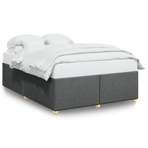 vidaXL Estrutura de cama sem colch&atilde;o 140x190 cm tecido cinzento-escuro