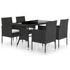 vidaXL 5 pcs conjunto de jantar para jardim vime PE preto