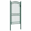 vidaXL Port&atilde;o de cerca EMMEN com topo arqueado, a&ccedil;o, 100x136 cm, verde