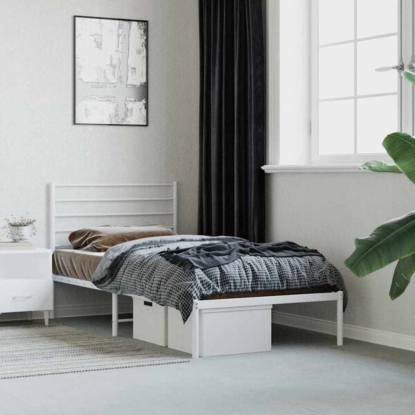 vidaXL Estrutura de cama com cabeceira 80x200 cm metal branco