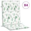 vidaXL Almofad&otilde;es cadeira de encosto baixo 4 pcs tecido padr&atilde;o folhas