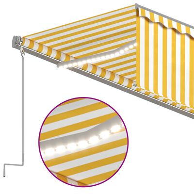 vidaXL Toldo retrátil manual com estore/LED 6x3 m amarelo e branco