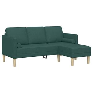 vidaXL Conjunto de Sof&aacute;s com almofada Verde Escuro Poli&eacute;ster