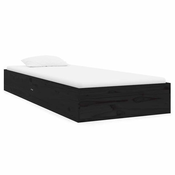 vidaXL Estrutura cama pequena solteiro 75x190 cm madeira maci&ccedil;a preto