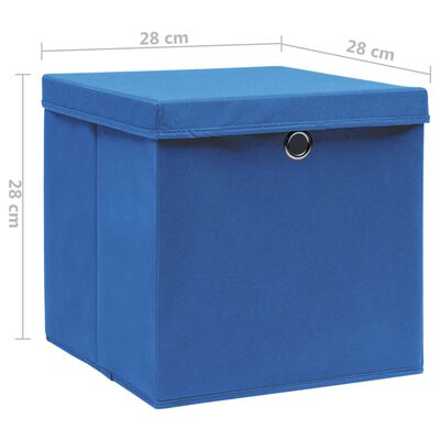 vidaXL Caixas de arrumação com tampas 4 pcs 28x28x28 cm azul