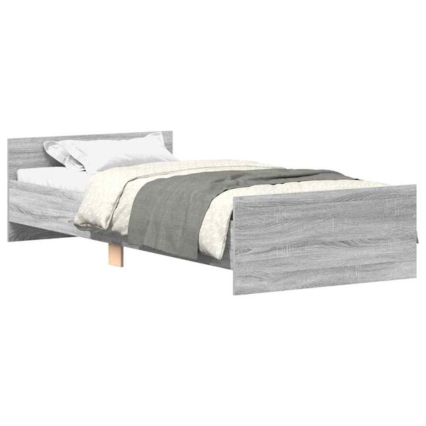 vidaXL Estrutura cama 100x200 cm derivados de madeira cinzento sonoma