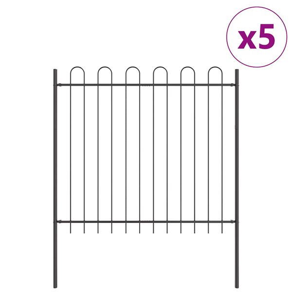 vidaXL Cerca para Jardim 5 pcs Cinzeto 8,5 x 1,5 m