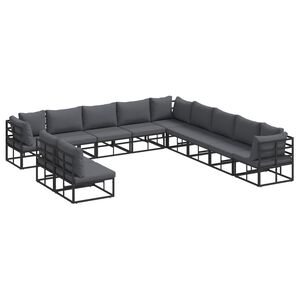 vidaXL Conjunto de Sof&aacute; de Jardim 11 unid. Preto Alum&iacute;nio