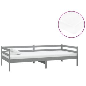 vidaXL Sof&aacute;-cama com colch&atilde;o 90x200 cm pinho maci&ccedil;o cinzento
