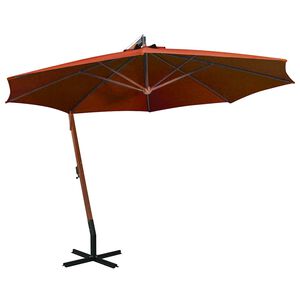 vidaXL Guarda-sol de jardim suspenso com poste abeto maci&ccedil;o terracotta