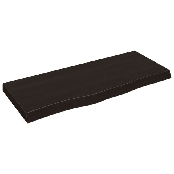 vidaXL Tampo de mesa 100x40x(2-6) cm carvalho tratado castanho-escuro