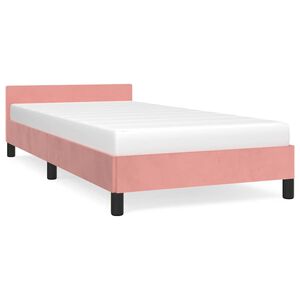 vidaXL Estrutura cama c/ cabeceira sem colch&atilde;o 80x200 cm veludo rosa