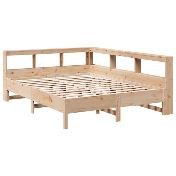 vidaXL Cama com estante sem colch&atilde;o 150x200 cm pinho maci&ccedil;o