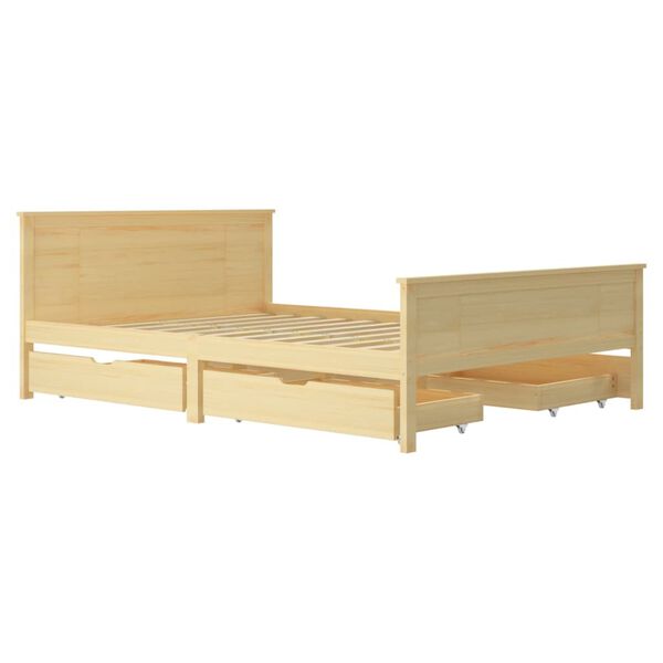 vidaXL Estrutura de cama com 4 gavetas 140x200 cm pinho maci&ccedil;o