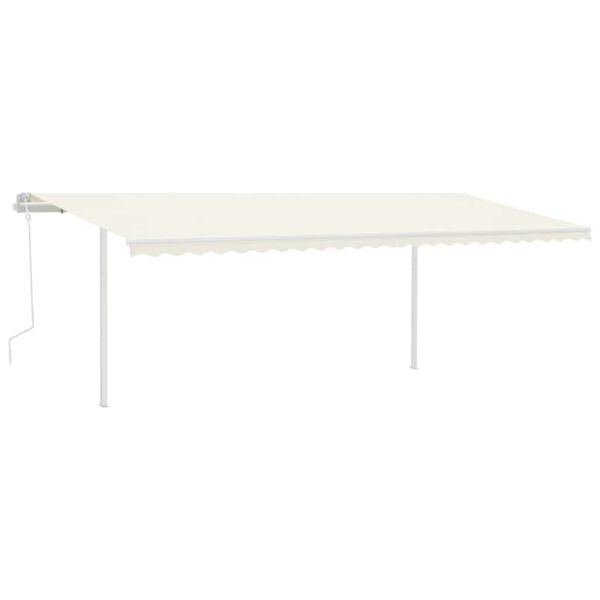 vidaXL Toldo retr&aacute;til manual com postes 6x3 m cor creme