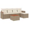 vidaXL 6 pcs conjunto de sof&aacute;s p/ jardim com almofad&otilde;es vime PE bege