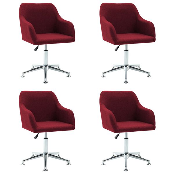 vidaXL Cadeiras de jantar girat&oacute;rias 4 pcs tecido vermelho tinto