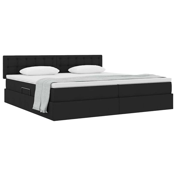 vidaXL Cama com arruma&ccedil;&atilde;o e colch&atilde;o com colch&atilde;o Preto 200 x 200 cm