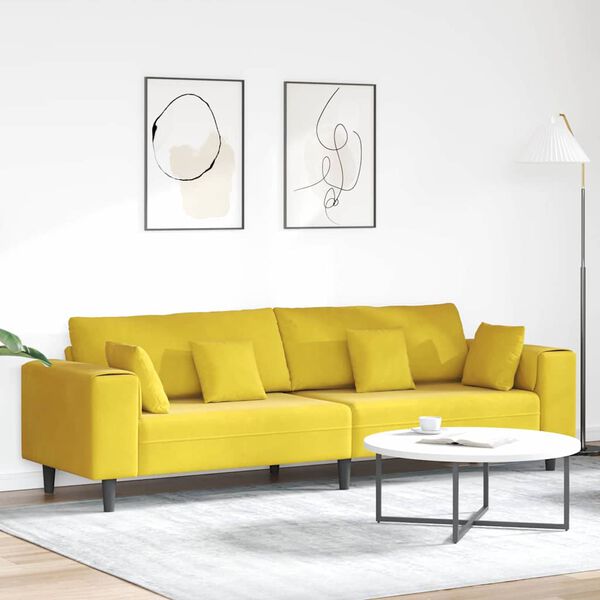 vidaXL Sof&aacute; com almofada Amarelo 250 x 77 x 76 cm Veludo