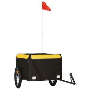 vidaXL Reboque para bicicleta 45 kg ferro preto e amarelo