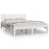 vidaXL Estrutura de cama casal 135x190 cm madeira maci&ccedil;a branco