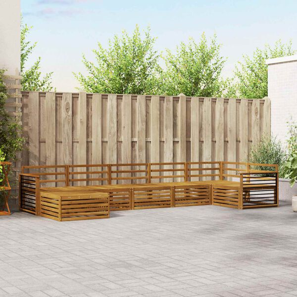 vidaXL Conjuntos de sof&aacute;s 7 pcs Natural Madeira S&oacute;lida de Ac&aacute;cia