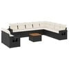 vidaXL 11 pcs conjunto sof&aacute;s de jardim c/ almofad&otilde;es vime PE preto