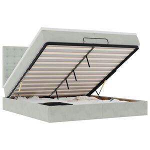 vidaXL Estrutura cama otomana colch&otilde;es 200x200cm veludo cinzento claro