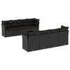vidaXL 9 pcs conjunto de sof&aacute;s p/ jardim c/ almofad&otilde;es vime PE preto