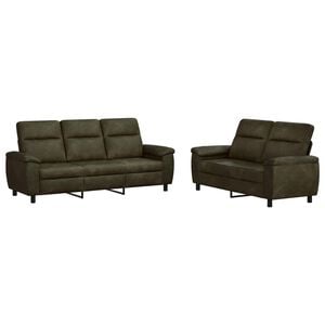 vidaXL Conjunto de Sof&aacute;s 2 pcs Verde Ex&eacute;rcito Couro Suede Sint&eacute;tico