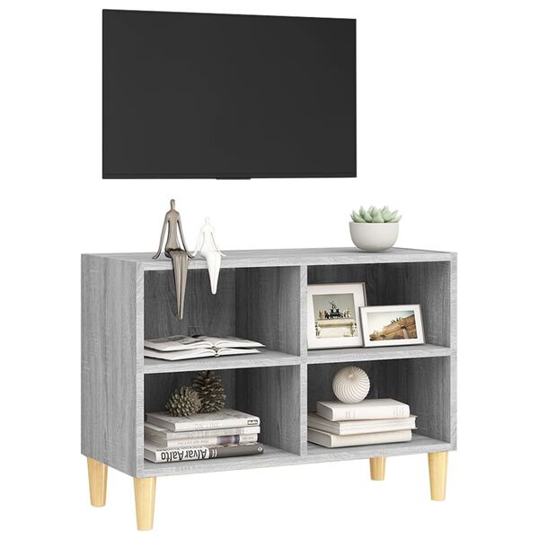 vidaXL Móvel de TV com pernas de madeira 69,5x30x50 cm cinzento sonoma