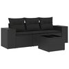 vidaXL 4 pcs conjunto de sof&aacute;s para jardim c/ almofad&otilde;es vime PE preto