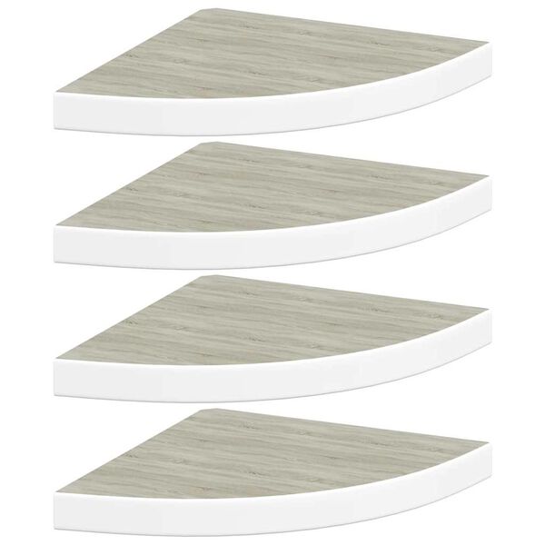 vidaXL Prateleiras canto parede 4 pcs 35x35x3,8 cm MDF carvalho/branco