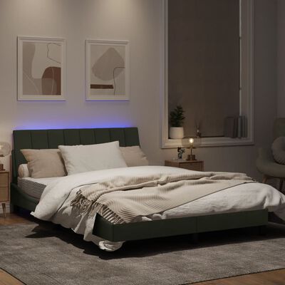 vidaXL Estrutura de cama c/ luzes LED 140x190 cm veludo cinzento-claro