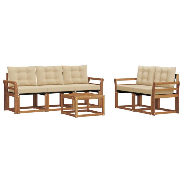 vidaXL Conjunto de Sof&aacute;s para Exterior 6 pcs Natural e Bege