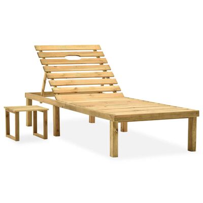 vidaXL Espreguiçadeira de jardim com mesa madeira de pinho impregnada