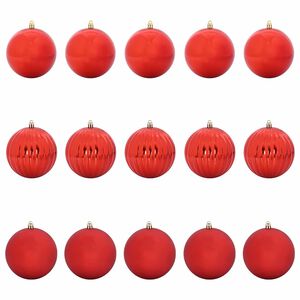 vidaXL Conjunto de Bolas de Natal XL 15 pcs Vermelho Pl&aacute;stico