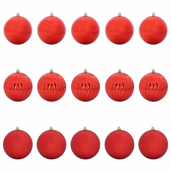 vidaXL Conjunto de Bolas de Natal XL 15 pcs Vermelho Pl&aacute;stico