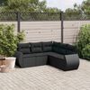 vidaXL 5 pcs conjunto sof&aacute;s de jardim com almofad&otilde;es vime PE preto