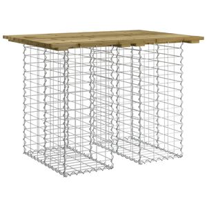 vidaXL Mesa de jardim com design de gabi&atilde;o 100x70x72 cm, madeira impregnada de pinho