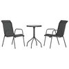 vidaXL 3 pcs conjunto de jantar para jardim a&ccedil;o preto