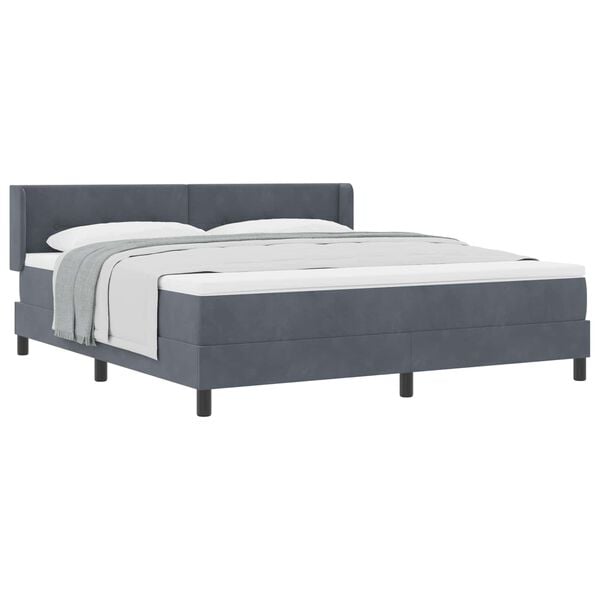 vidaXL Cama Box com colch&atilde;o Cinza Escuro 200 x 180 cm Veludo
